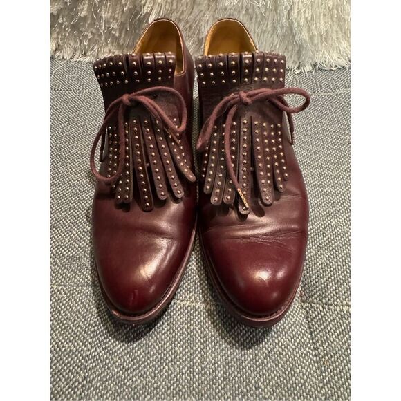 THE OFFICE OF ANGELA SCOTT Ms. Jane Burgundy Leather Women's Kiltie Oxford. 37.5 - Picture 2 of 8